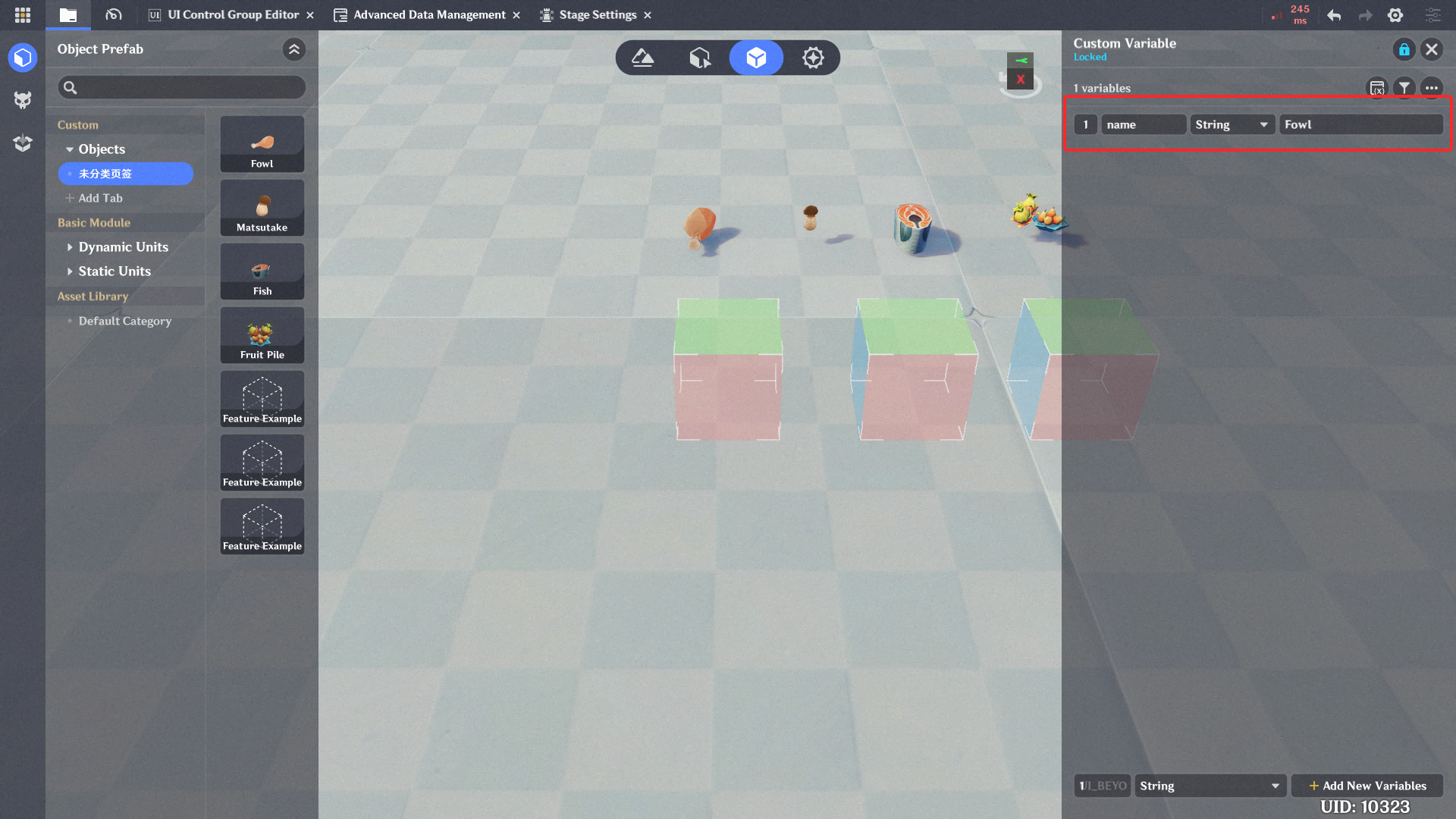 2. In In-Game Editor, add components to make the four items collectible.