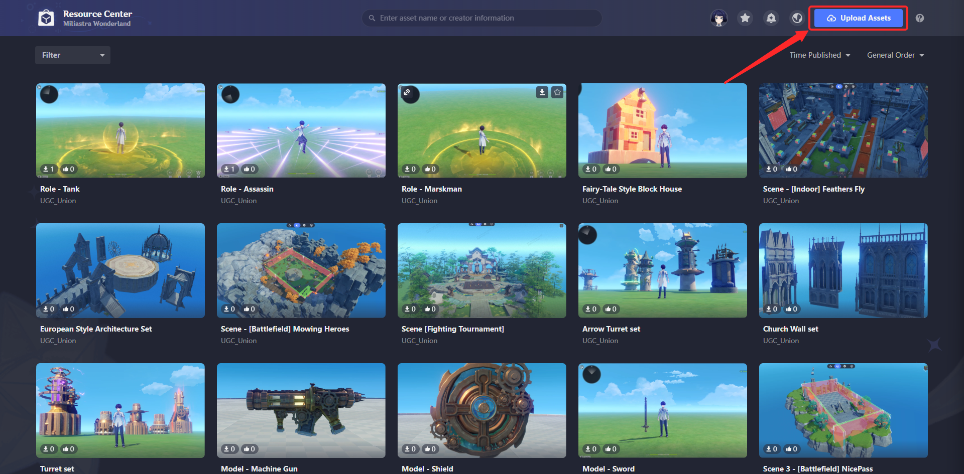 2. Enter the asset upload page.