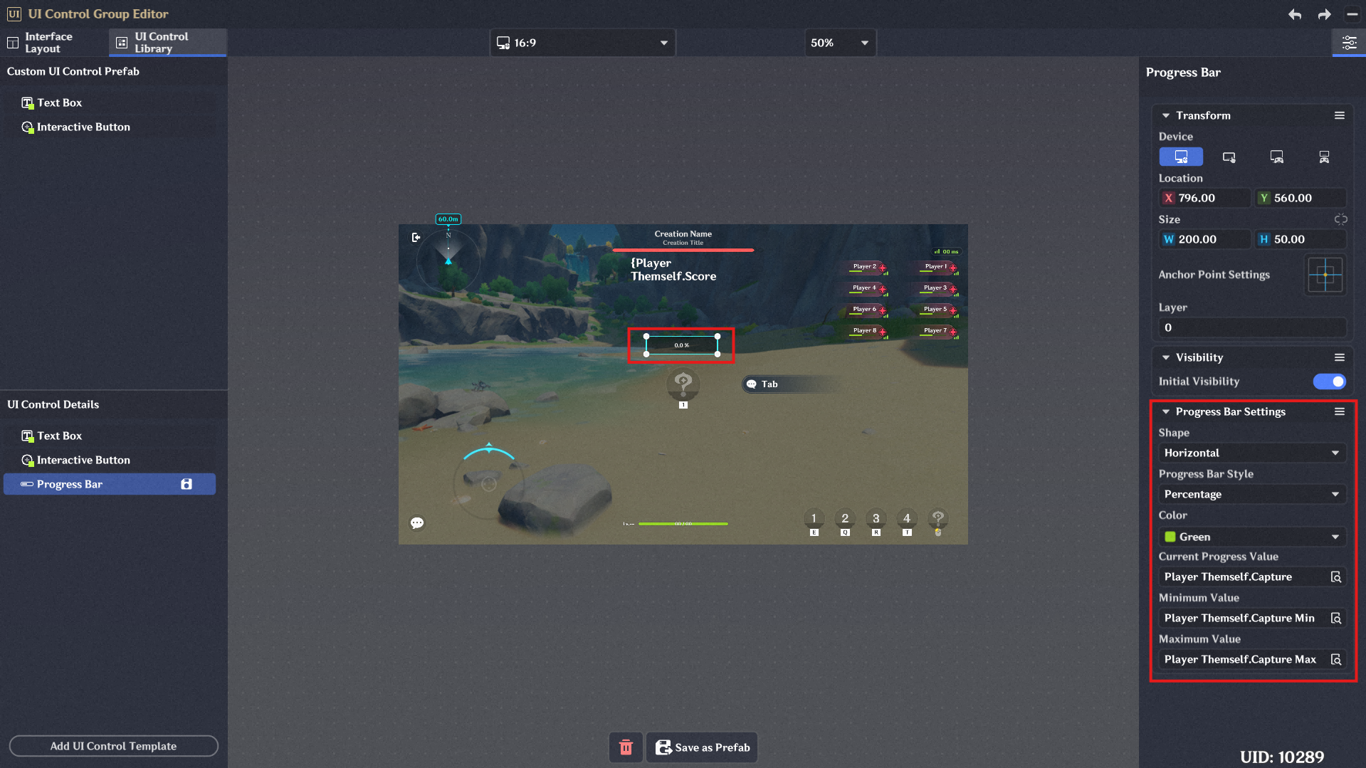 3. Add the completed controls to the interface layout and bind them to ...