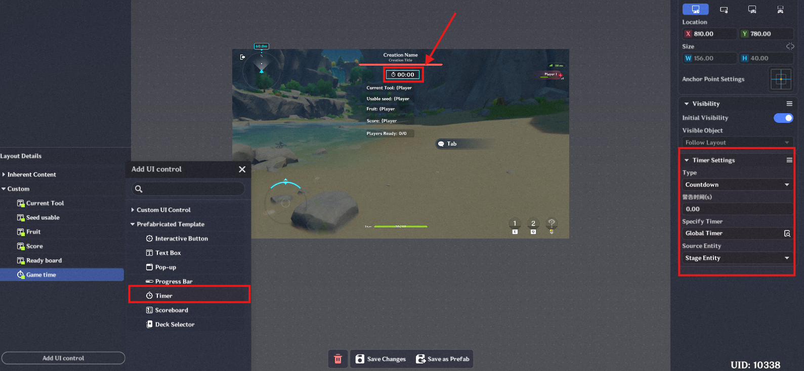 4. [In-Game Editor] Add 1 interface layout for making game-over ...