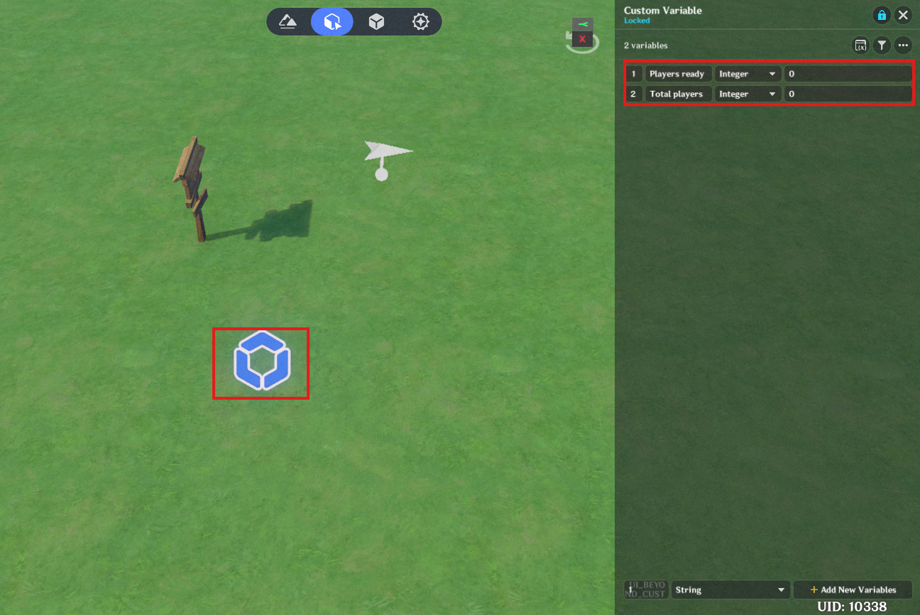 4. [In-Game Editor] Create a variable for [Player] to check and ...