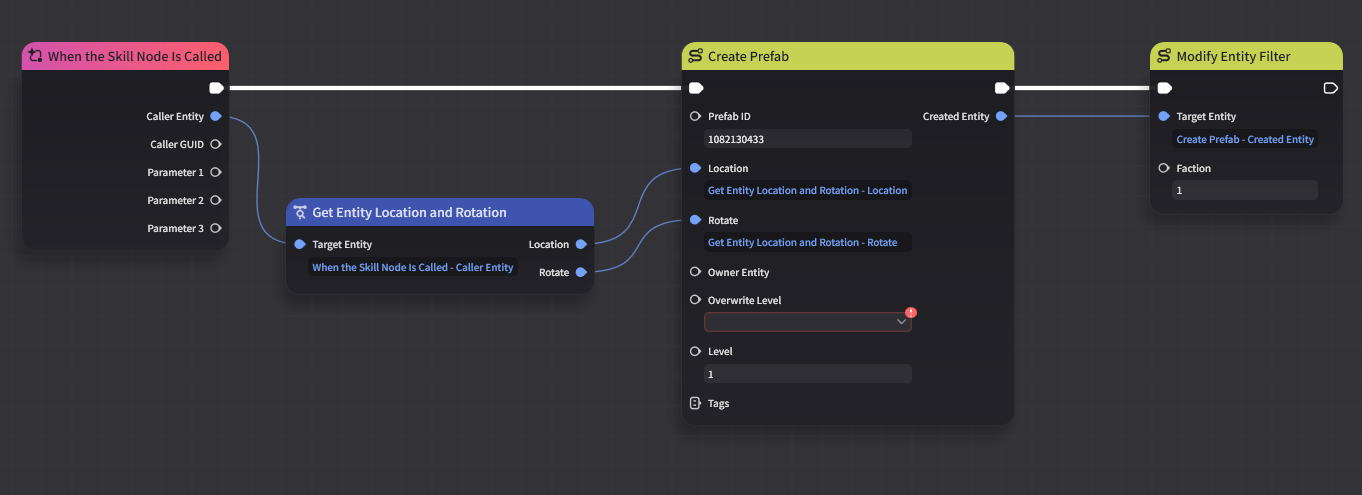 4. Configure the [Skill] node graph in the [Skill]. Mount the ...