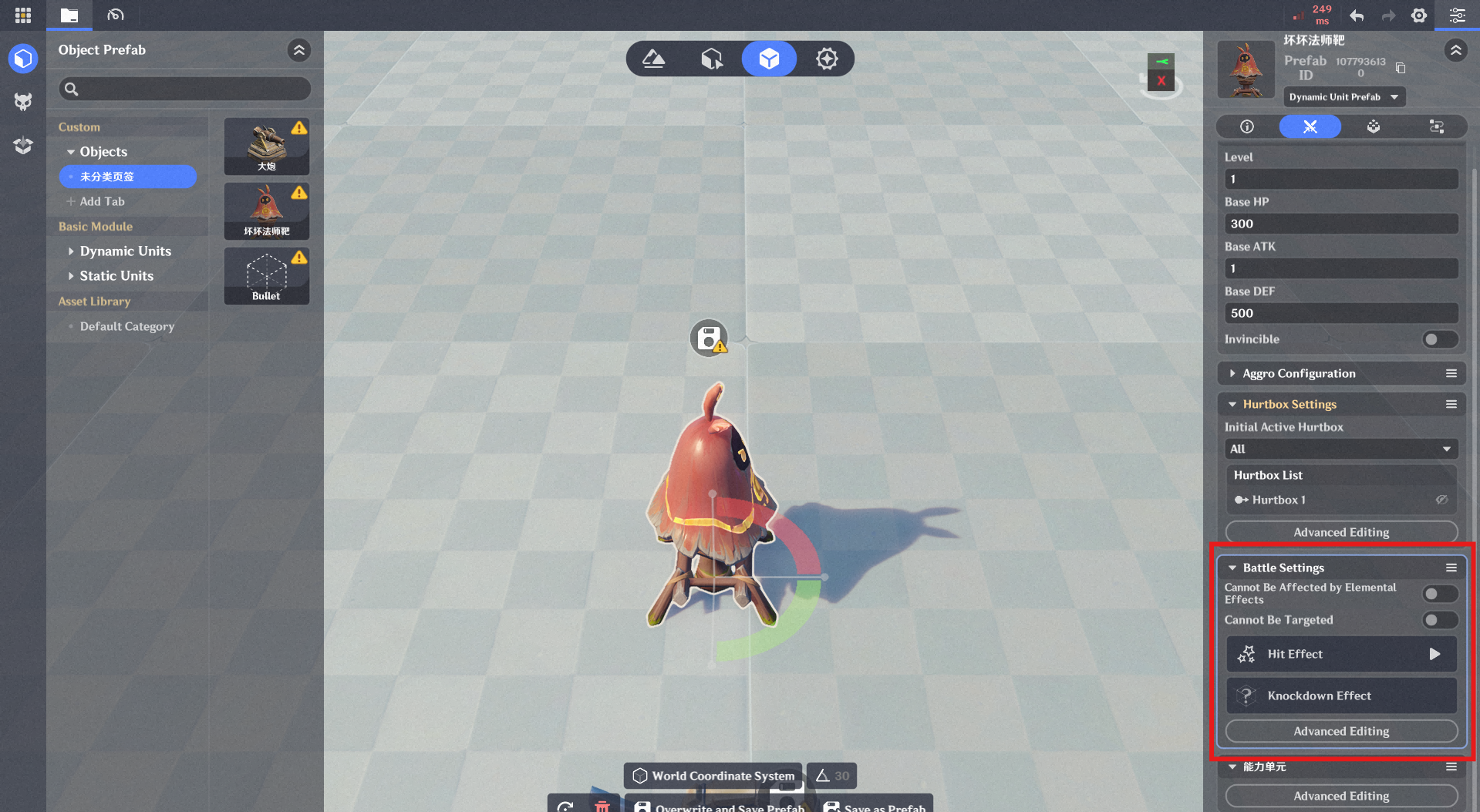 3. [In-Game Editor] Drag objects into the scene and test gameplay