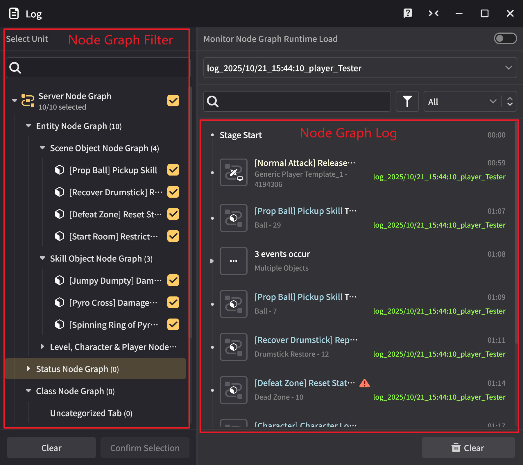 2. Debug through Node Graph Logs